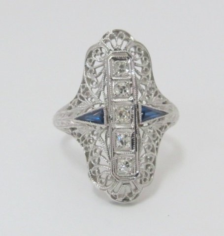 18K White Gold Filigree Style Diamond Ring (1 of 4)