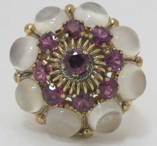 14K Moonstone and Rhodolite Garnet Ring (1 of 4)