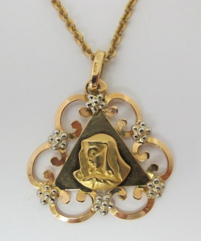 18K Two-tone Gold Pendant with Chain (1 of 2)