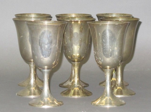 Set of 8 Manchester Sterling Goblets (1 of 3)