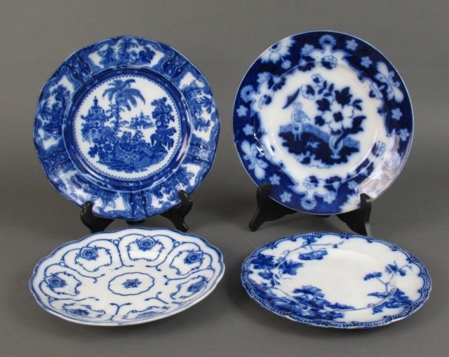 4 Pcs Transferware Plates  (including 1 Flow Blue) (1 of 9)