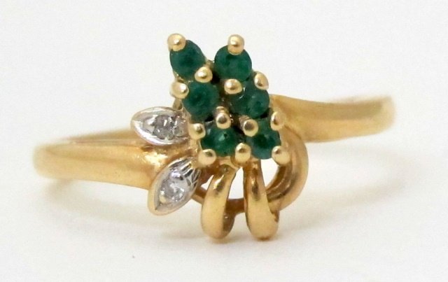 14K Emerald Diamond Ring. (1 of 2)