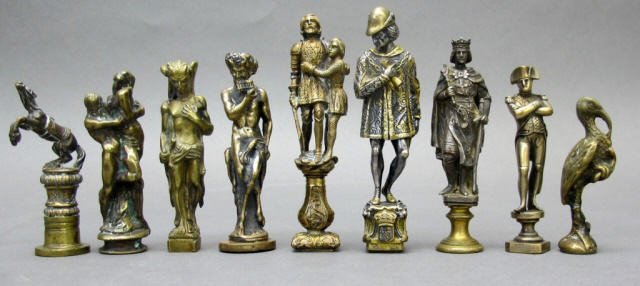 Group of 9 figurative continental desk seals (1 of 3)