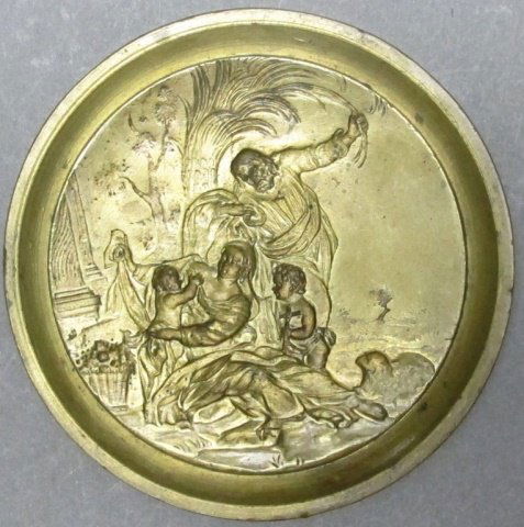 Brass continental desk seal, 19 c. nativity scene (1 of 2)