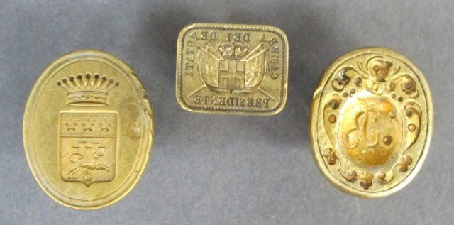Lot of 3: 19th C. Continental desk seals gold (1 of 3)
