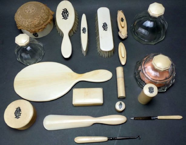 Early 20 c. carved ivory vanity set (1 of 6)