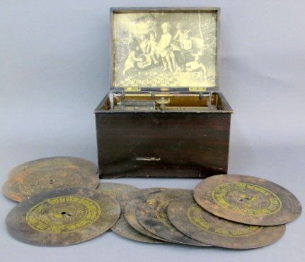 Wooden Symphonium Musical Box Player 9 Discs (1 of 6)