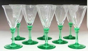 8 Cordials, Green Stem (Possibly Heisey) (1 of 2)