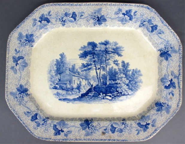 19th C Blue Transferware Platter (1 of 3)