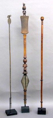 3 African Staffs: Luba-Songye, Akan, Senufo (1 of 7)