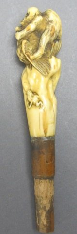 19 c. Japanese carved ivory parasol handle (1 of 5)