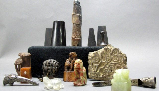 Group of 16 Asian desk seals and Fingernail guards (1 of 10)