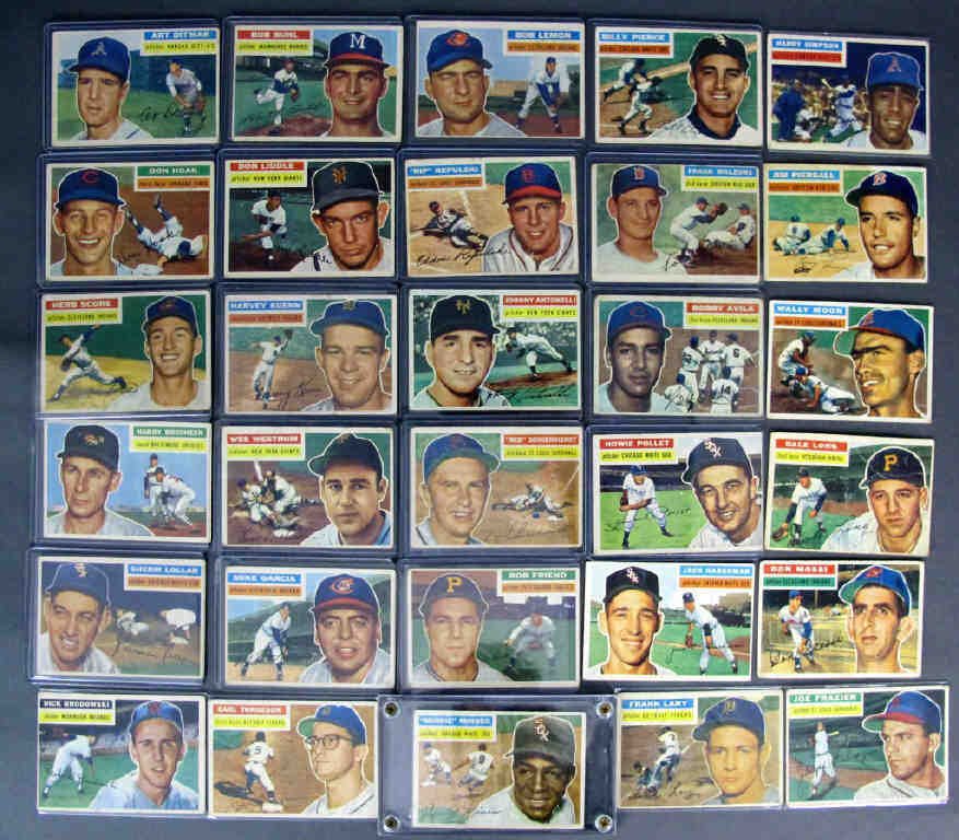 49 - 1956 TOPPS Baseball Cards: Duplicates. Some doubles Mostly VG
