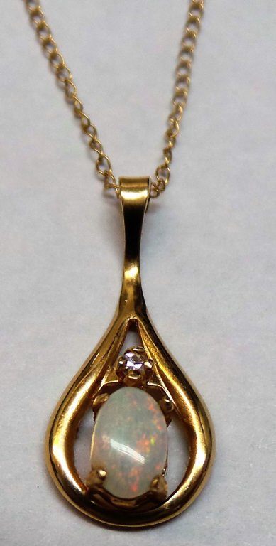 14K Gold Opal Necklace (1 of 2)