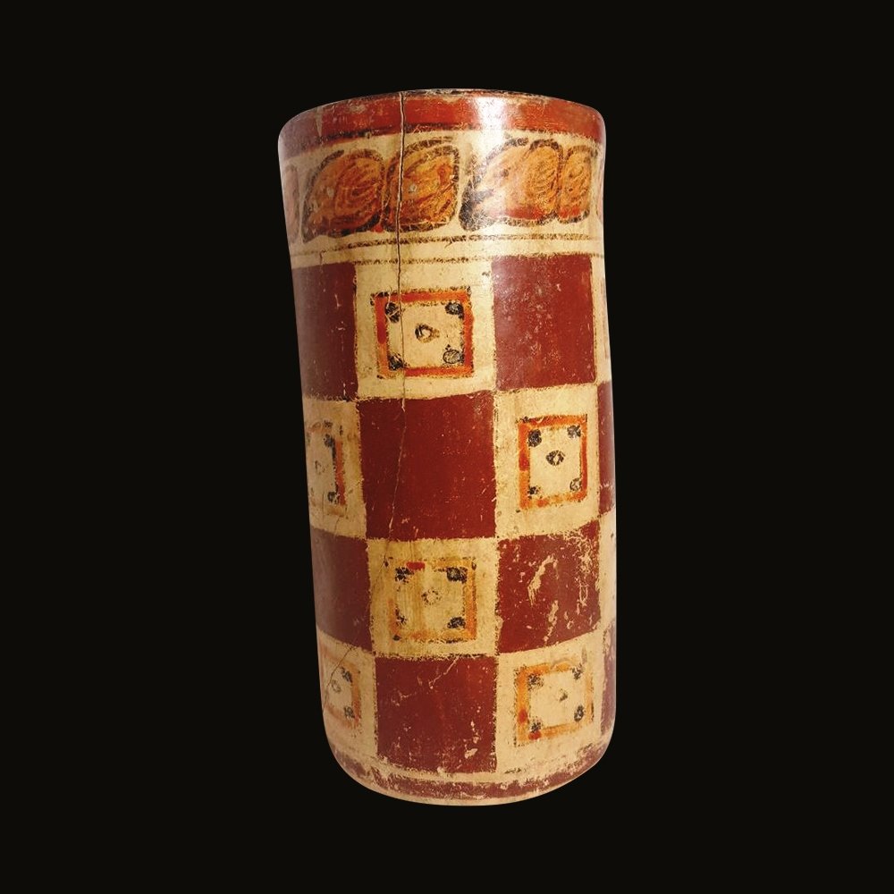 Pre-columbian Maya Polychrome Cylinder (1 of 4)