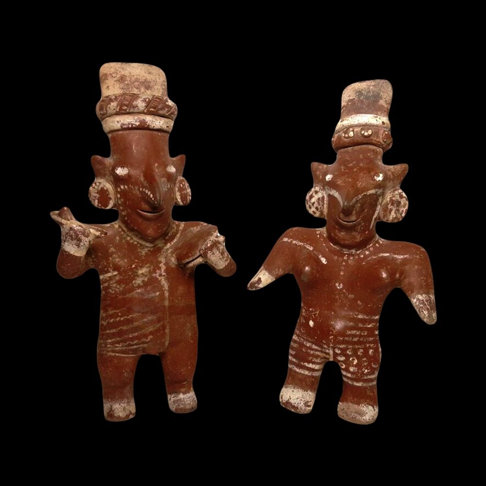 Pair of Jalisco Sheepface Pottery Figures (1 of 5)