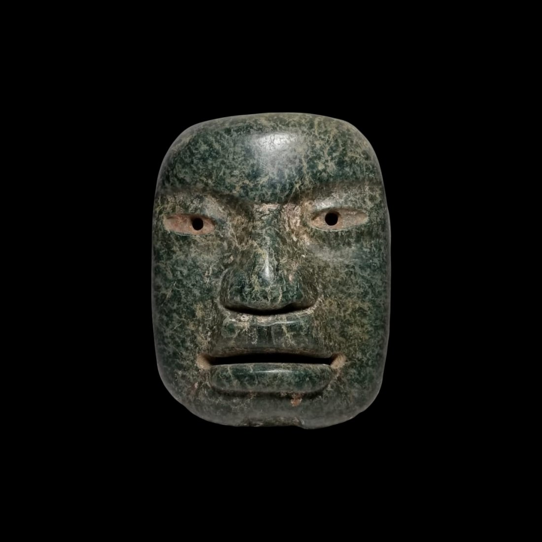 Fine PreColumbian Olmec Serpentine Funerary Mask (1 of 5)