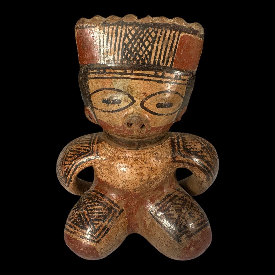 Pre-Columbian Costa Rican Polychrome seated figure (1 of 4)