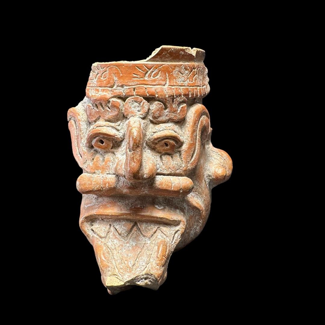 Pre-Columbian Maya Old fire god effigy vessel fragment (1 of 3)