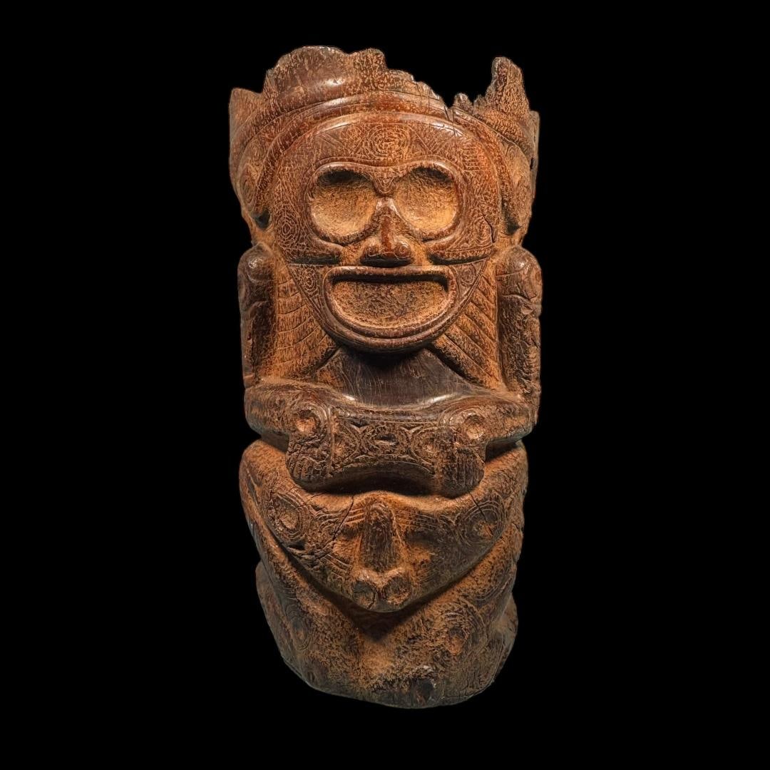 Important Pre-Columbian Taino wood reliquary - Carbon dated (1 of 6)