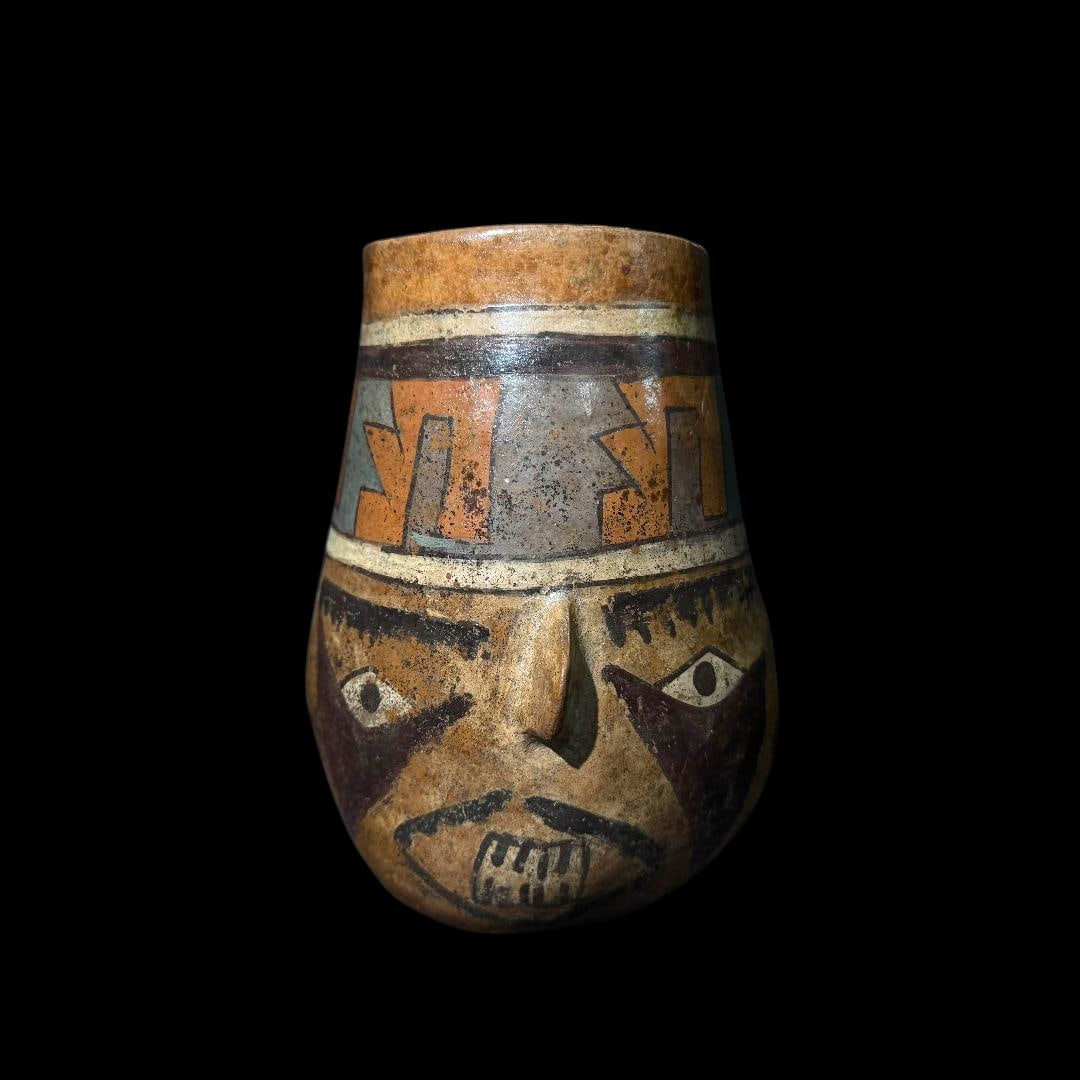 TL tested Pre-Columbian Nazca pottery head vessel (1 of 6)