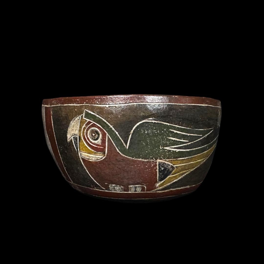 Rare Pre-Columbian Paracas Parrot pottery bowl (1 of 7)