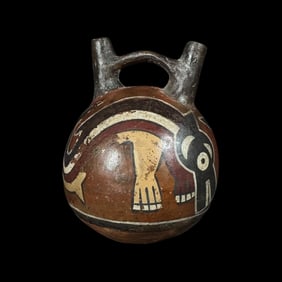 Pre-Columbian Nazca pottery orca stirrup vessel