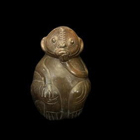 Pre-Columbian Chavin pottery monkey vessel
