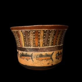Pre-Columbian Nazca Polychrome Vessel with Fish Motifs