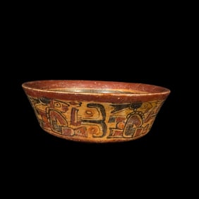 Pre-Columbian Mayan Copador Bowl Depicting Chiefs