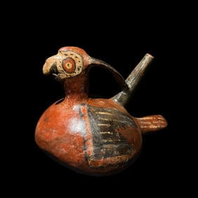 Pre-Columbian Nazca pottery bird stirrup vessel