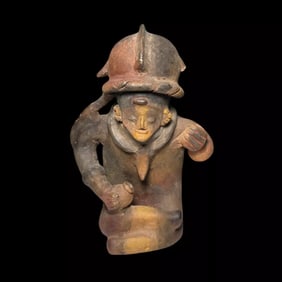 Pre-Columbian Bahia pottery painted shaman figure