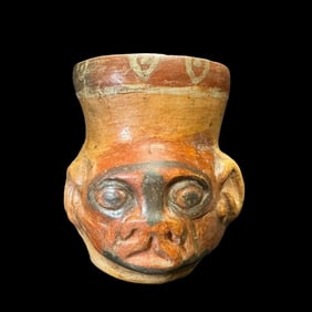Pre-Columbian Huari painted head jar