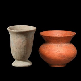 Two Pre-Columbian Teotihuacan fine orange ware vessels