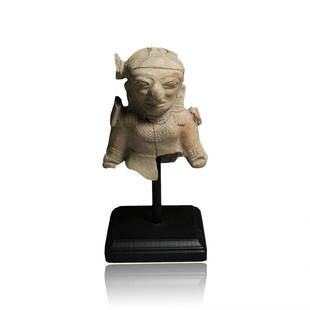 Pre-Columbian Jamacoaque Figure Fragment: A larger Jamacoaque figural fragment from Pre-Columbian Ecuador, circa 300 B.C. - 400 A.D. All lots will be sold with a COA guaranteeing the authenticity of the piece for a lifetime. All items will co