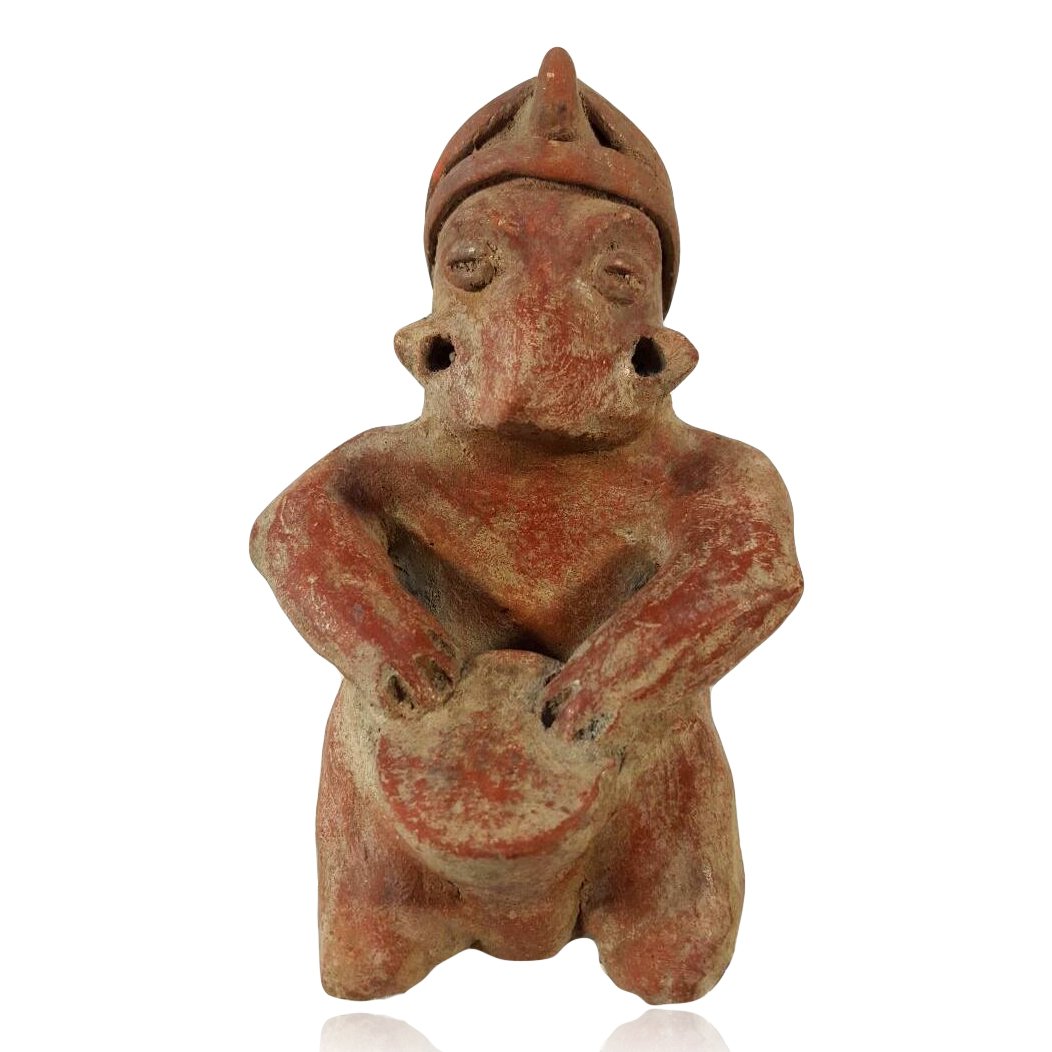 Pre-columbian Colima Shaman Drummer: Pre-columbian Colima Shaman Drummer Figure from West Mexico, ca. 100 B.C.-250 A.D. notes:All lots will be sold with a COA guaranteeing the authenticity of the piece for a lifetime. All items will come