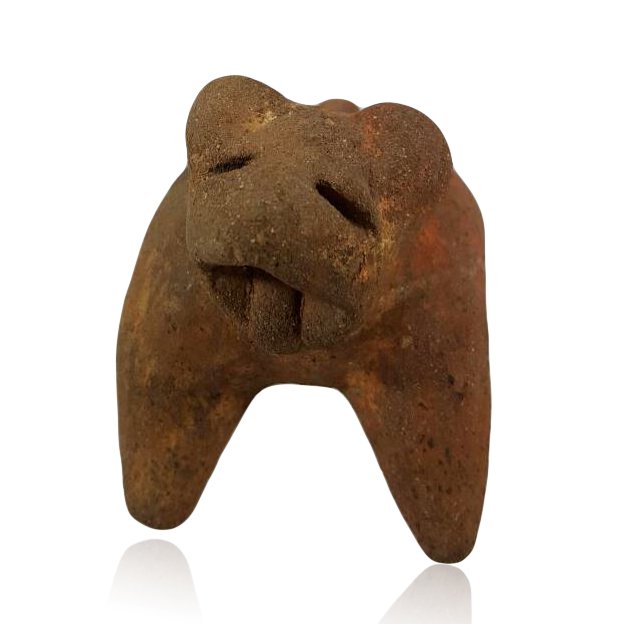 Pre-columbian Nayarit Howling Pup: Pre-columbian Nayarit Howling pup from West Mexico, ca. 100 B.C.-300 A.D. Adorable redware pottery small dog standing on all four legs having extended head with perked ears, deeply slit eyes and open