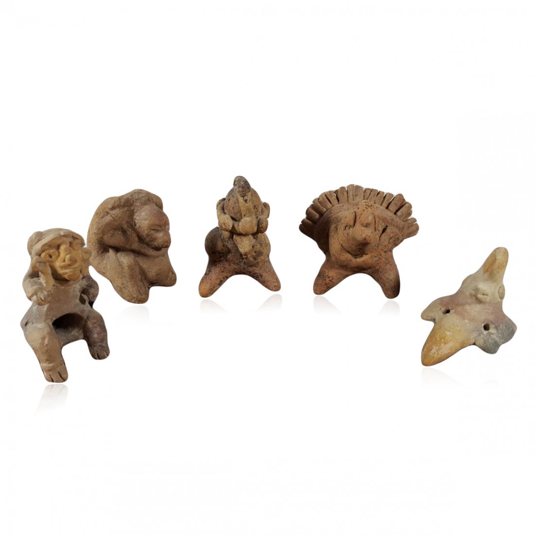 5 Pre-columbian Pottery Whistles (1 of 3)