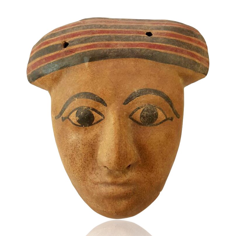 Ancient Egyptian Wooden Mummy Mask: Ancient Egyptian Wooden Mummy Mask, ca. 664-30 B.C. 9-3/4" in height.