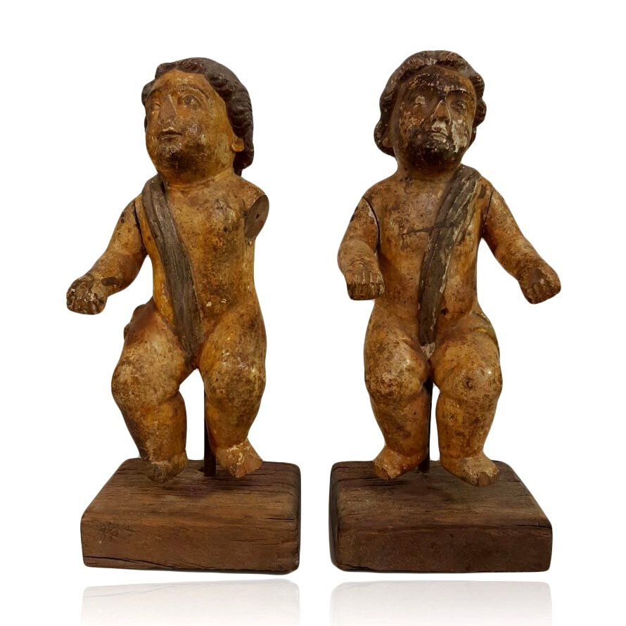 Pair of Baroque Italian Wood Putti Statues (1 of 4)
