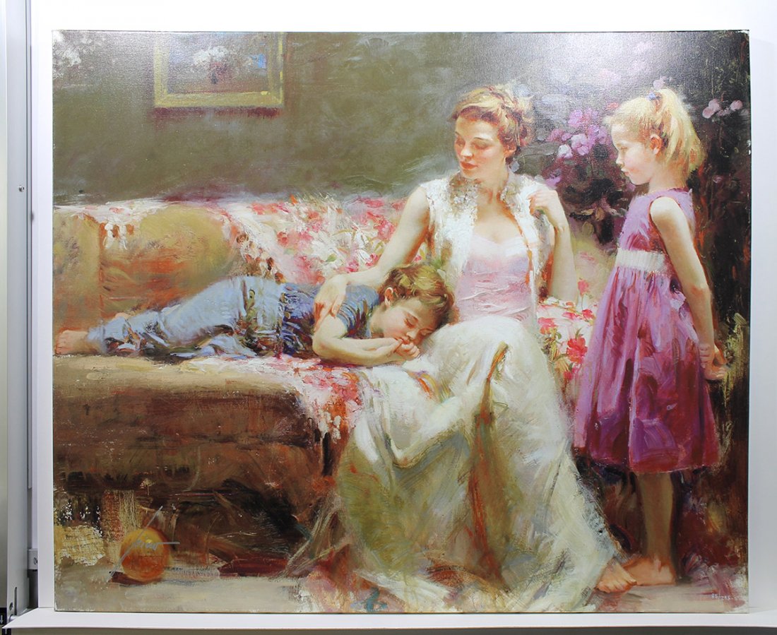 Large Pino Daeni Signed Giclee on Canvas Mother and (1 of 5)