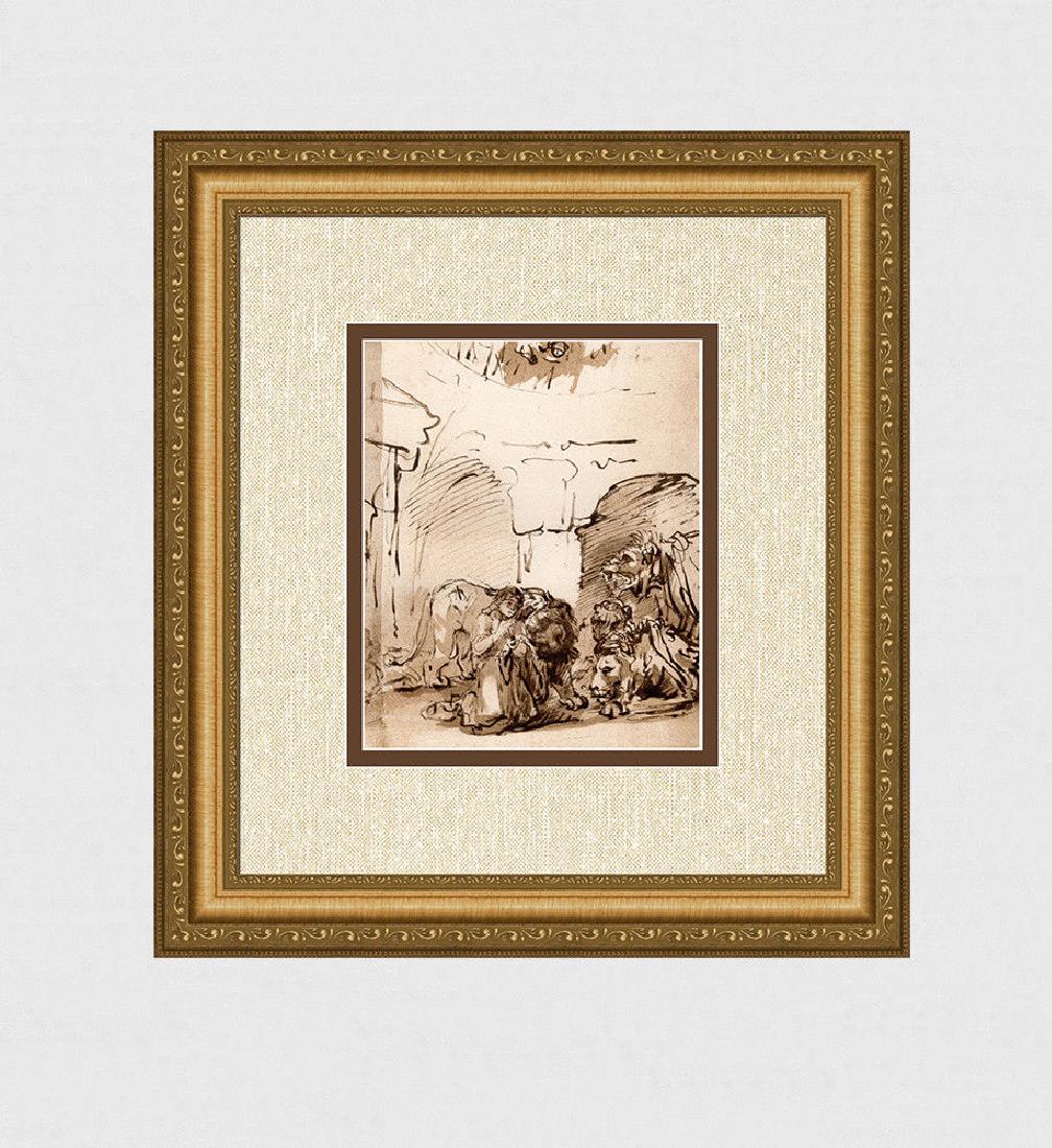 Rembrandt Daniel in the Lion's Den 1800's antique Print (1 of 4)
