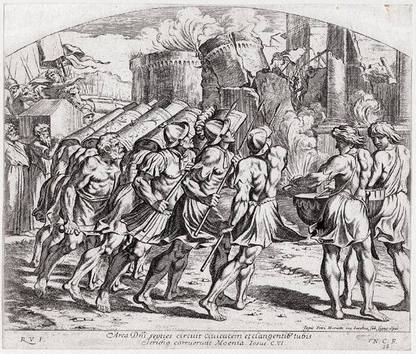 1649 Raphael The Walls Of Jericho Crumble Engraving