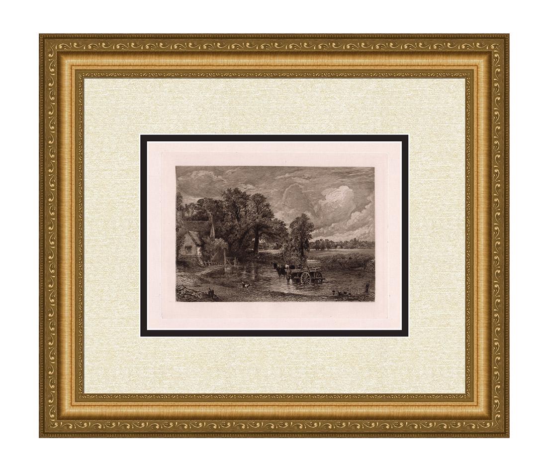 John Constable The Hay Wain Antique Etching: John Constable (English, 1776-1837). The Hay Wain. Approximately 16 x 19 inches. Antique Etching on wove paper after the original oil on canvas by master etcher Edward Paxman Brandard (English, 1819-1