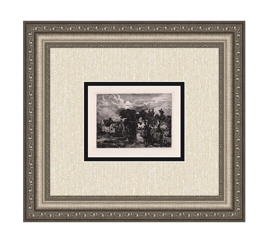 John Constable Willy Lott's House Antique Etching: John Constable (English, 1776- 1837). Willy Lott's House. Approximately 13 x 15 inches. Antique etching on thick laid paper after the original by master etcher Richard Samuel Chattock (British, 1825â