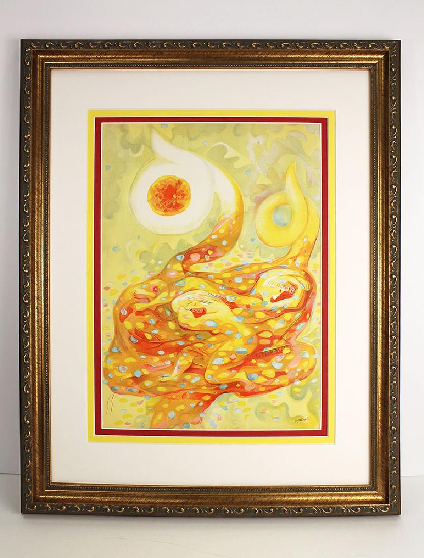 Abraham Rattner 1938 lithograph Autumn signed: Abraham Rattner. (1893-1978). "Autumn". Original Color Lithograph on Wove Paper. 1938. Signed in the plate, lower right. Excellent. Teriade. Atelier Mourlot. Sheet Size - 10 1/4 x 14 inches. Approxima