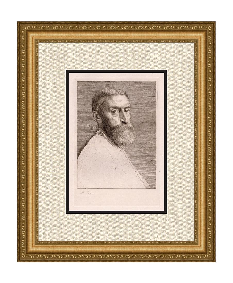 Alphonse Legros Portrait of E. J. Poynter Etching: Alphonse Legros (French, 1837-1911). Portrait of E. J. Poynter. Image size 6 3/4 x 10 1/8 inches. Antique etching on thick laid paper. 1877. Signed in the plate, lower left. This artwork is accompanie