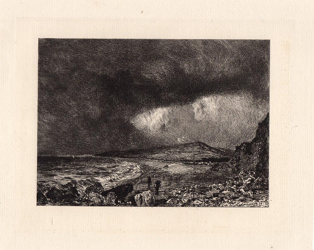 1873 John Constable Weymouth Bay etching signed: John Constable. (English, 1776- 1837). Weymouth Bay (Weymouth Bay Approaching the Storm) (La baie de Weymouth a l'approche de l'orage). Antique Copper plate Etching on thick laid paper after the origi