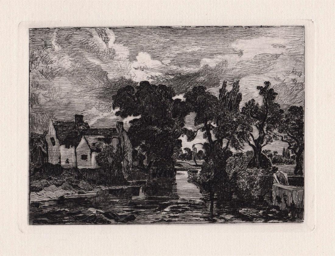 John Constable Willy Lott's House 1875 etching: John Constable. (English, 1776- 1837). Willy Lott's House. Antique etching on thick laid paper after the original by master etcher Richard Samuel Chattock (British, 1825â€“1906). 1875. Excellent.