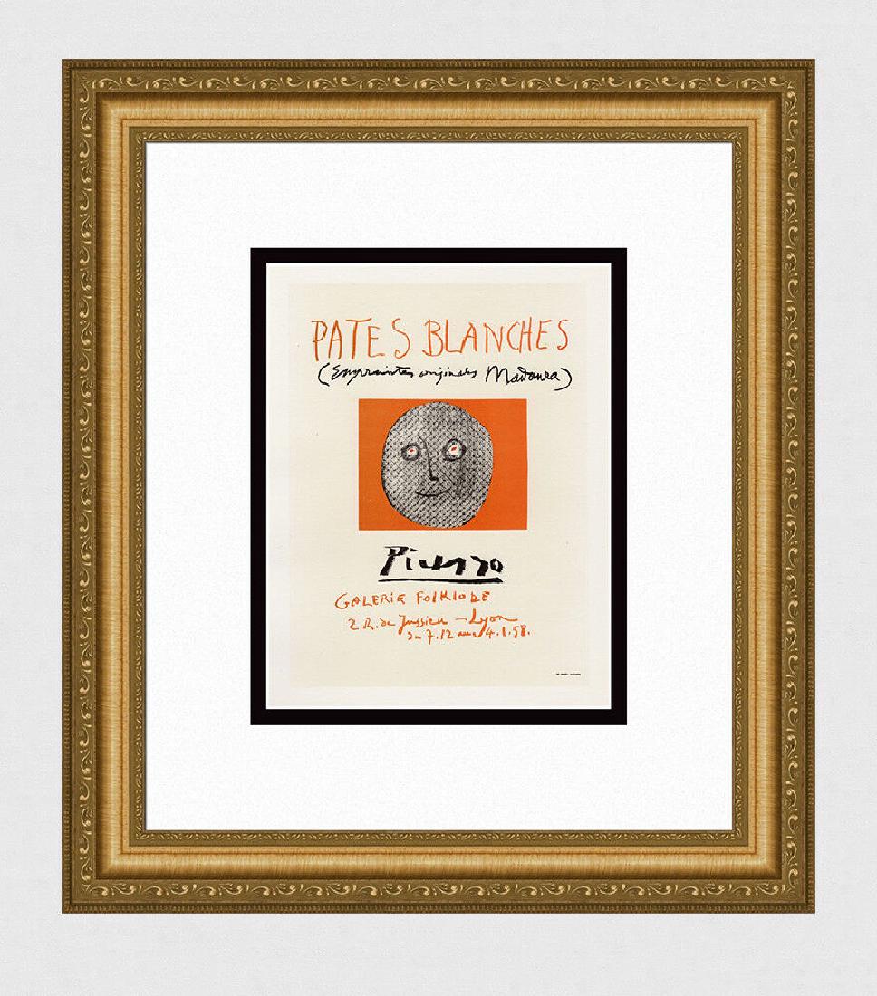 Pablo Picasso Pates Blanches lithograph signed: Pablo Picasso. (1881-1973). Pates Blanches. Color Lithograph after the Original Poster. 1959. Signed in the plate. Excellent. Sauret. Atelier Mourlot. Image Size 6 1/4 x 9 5/8 inches. Approximately 15